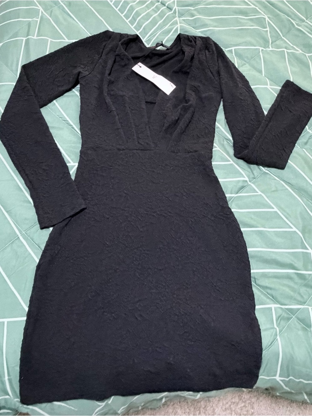 Black Long-Sleeve Lace Mini Dress